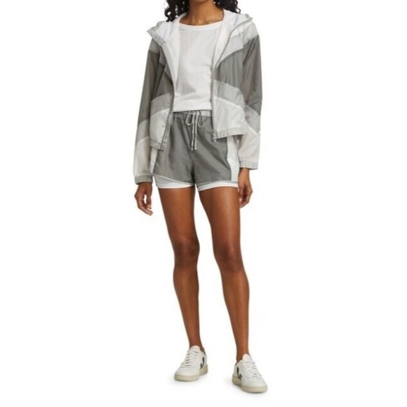 Blanc Noir Jacket NWT GrayTulum Tricolor Windbreaker Full Zip Womens Size L - Picture 2 of 6